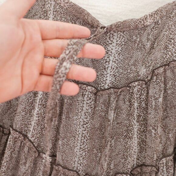 Bebe Long Layered Sheer Skirt‎ / Tube Top Dress Medium Brown Snakeskin Lined - Picture 3 of 16